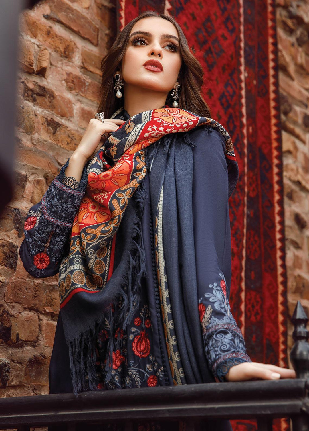 Mprints by Maria B Embroidered Linen Suits Unstitched 3 Piece MB22MW 2B - Winter Collection