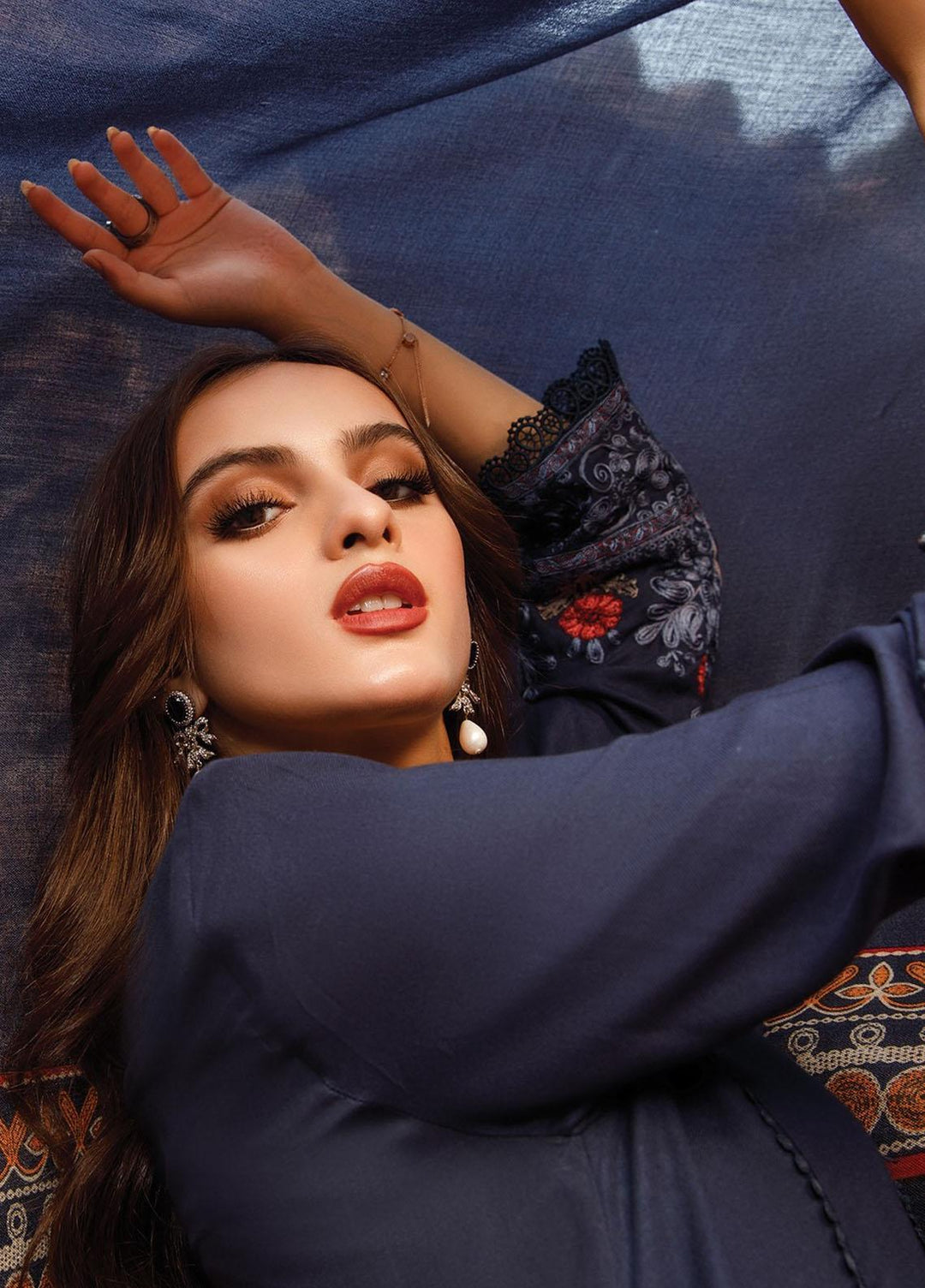 Mprints by Maria B Embroidered Linen Suits Unstitched 3 Piece MB22MW 2B - Winter Collection