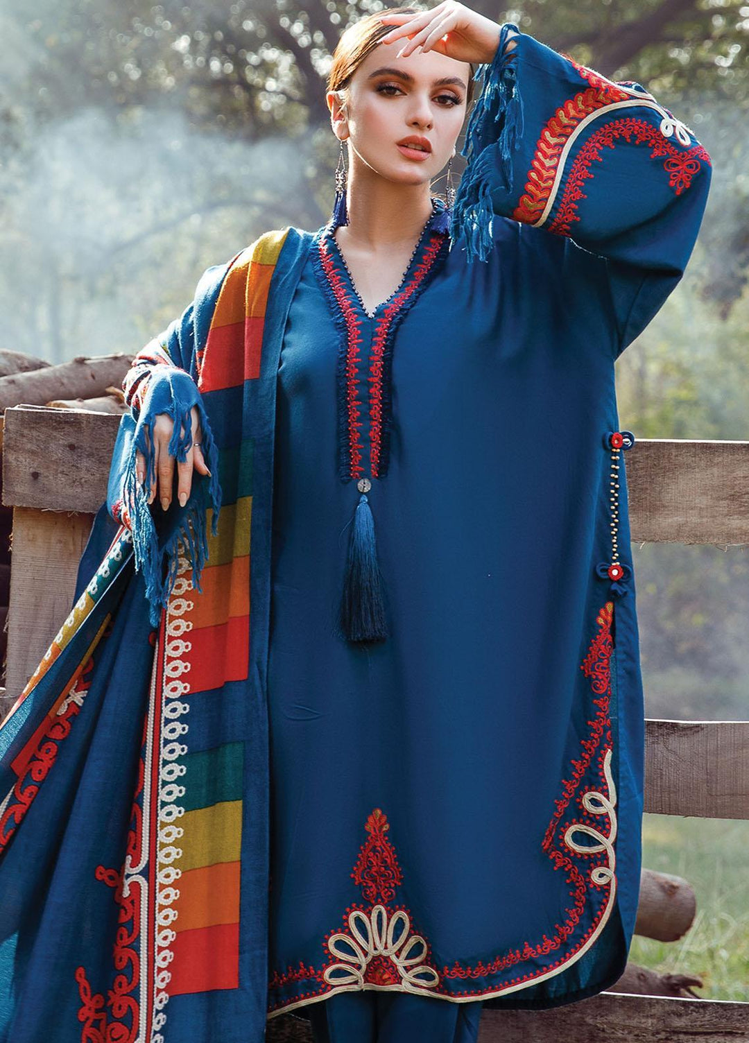 Mprints by Maria B Embroidered Linen Suits Unstitched 3 Piece MB22MW 3A - Winter Collection