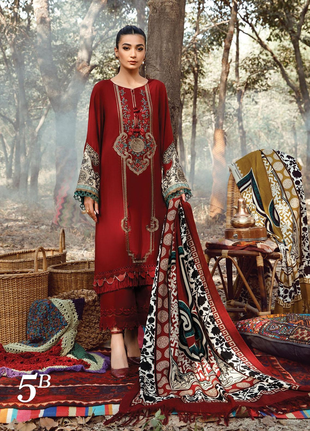 Mprints by Maria B Embroidered Karandi Suits Unstitched 3 Piece MB22MW 5B - Winter Collection