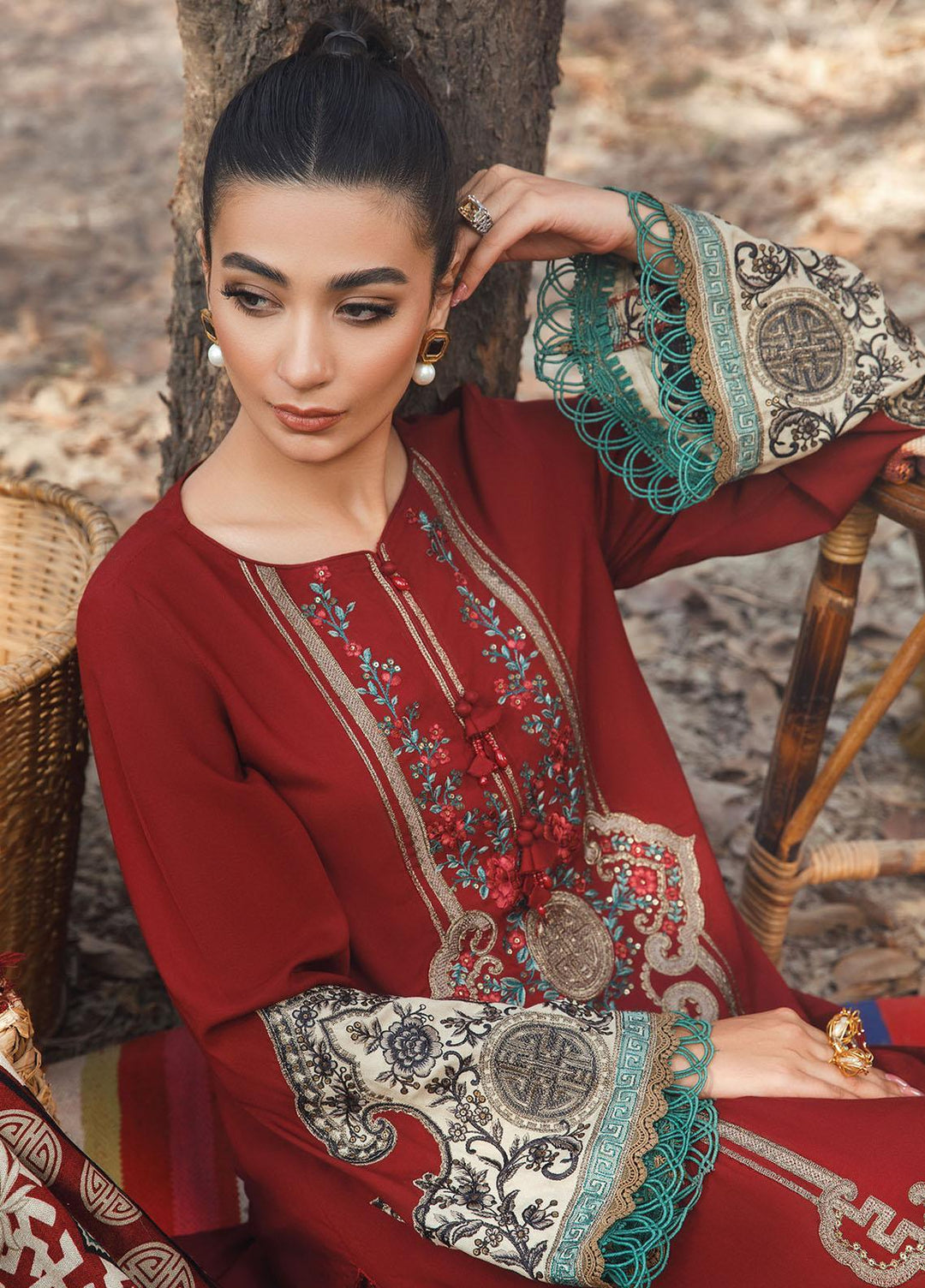 Mprints by Maria B Embroidered Karandi Suits Unstitched 3 Piece MB22MW 5B - Winter Collection
