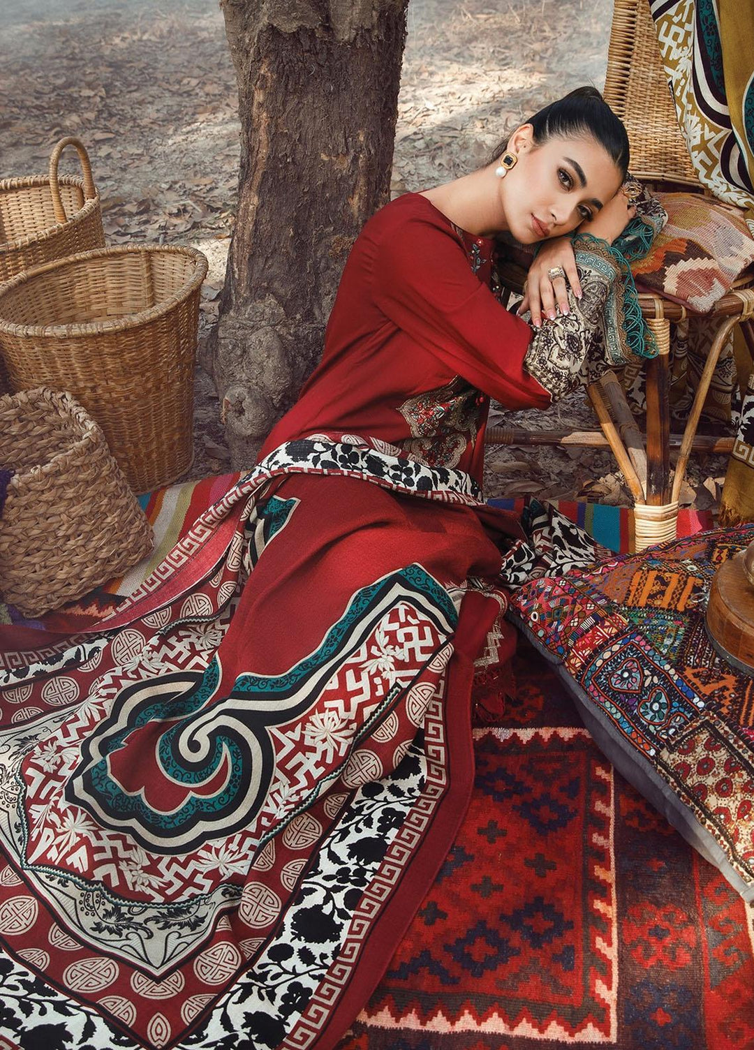 Mprints by Maria B Embroidered Karandi Suits Unstitched 3 Piece MB22MW 5B - Winter Collection