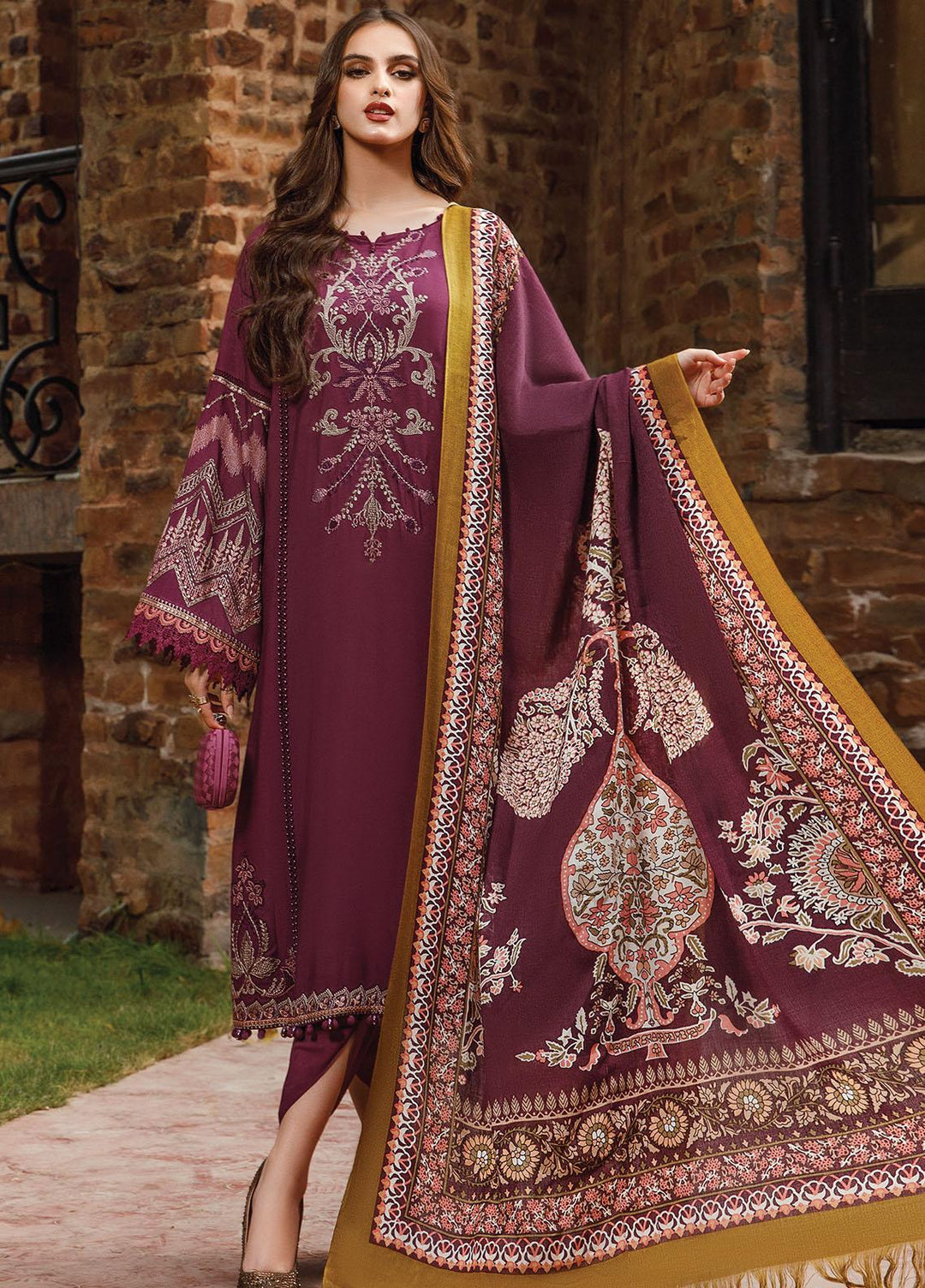 Mprints by Maria B Embroidered Cotail Suits Unstitched 3 Piece MB22MW 7B - Winter Collection
