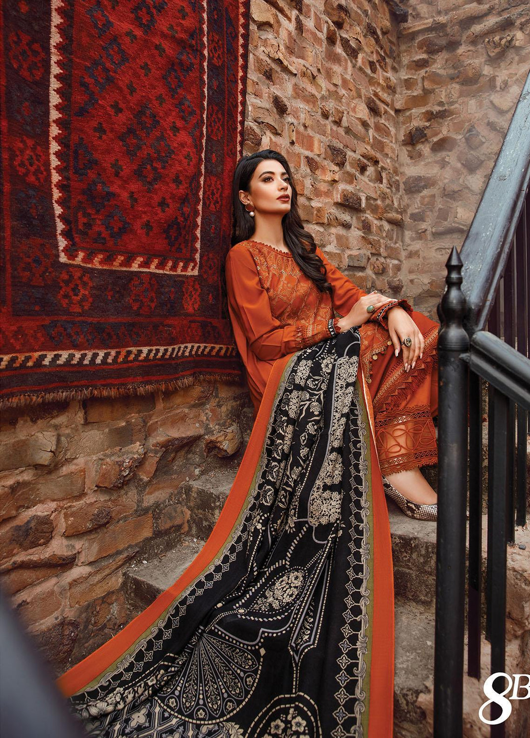 Mprints by Maria B Embroidered Linen Suits Unstitched 3 Piece MB22MW 8B - Winter Collection