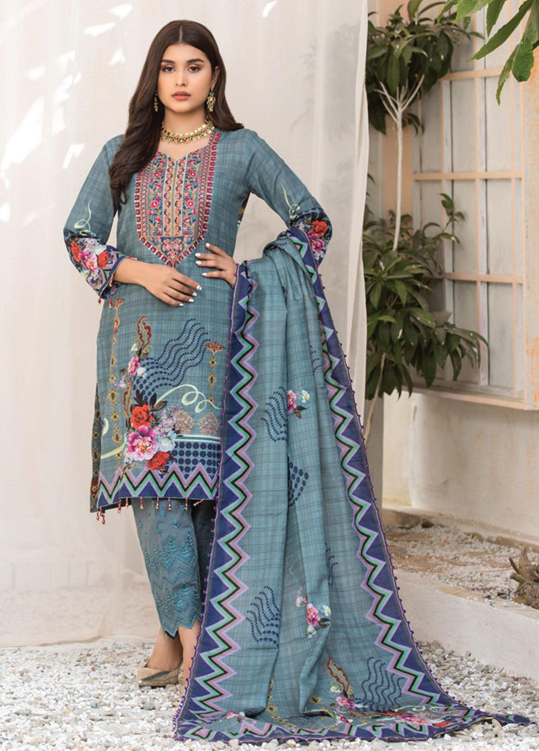 Winter Hues By MTF Embroidered Khaddar Suits Unstitched 3 Piece MTF21WH 10 - Winter Collection