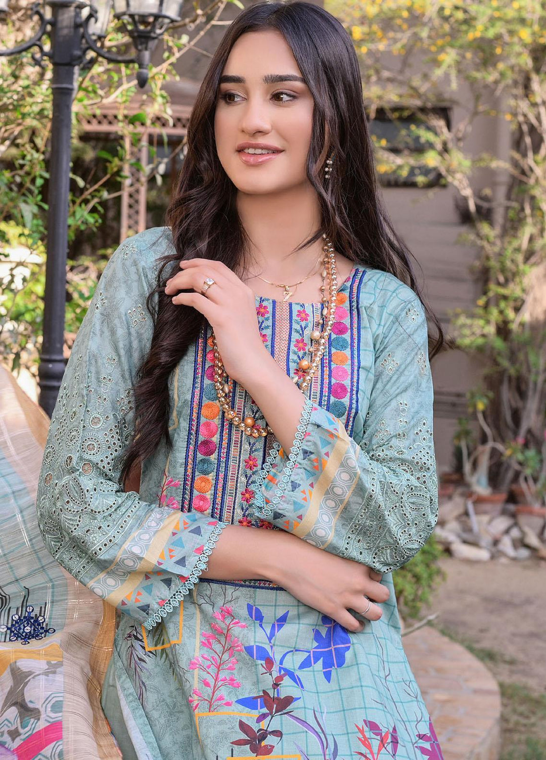 MTF Nagina Embroidered Lawn Suit Unstitched 3 Piece MTF22NE 03 - Summer Collection