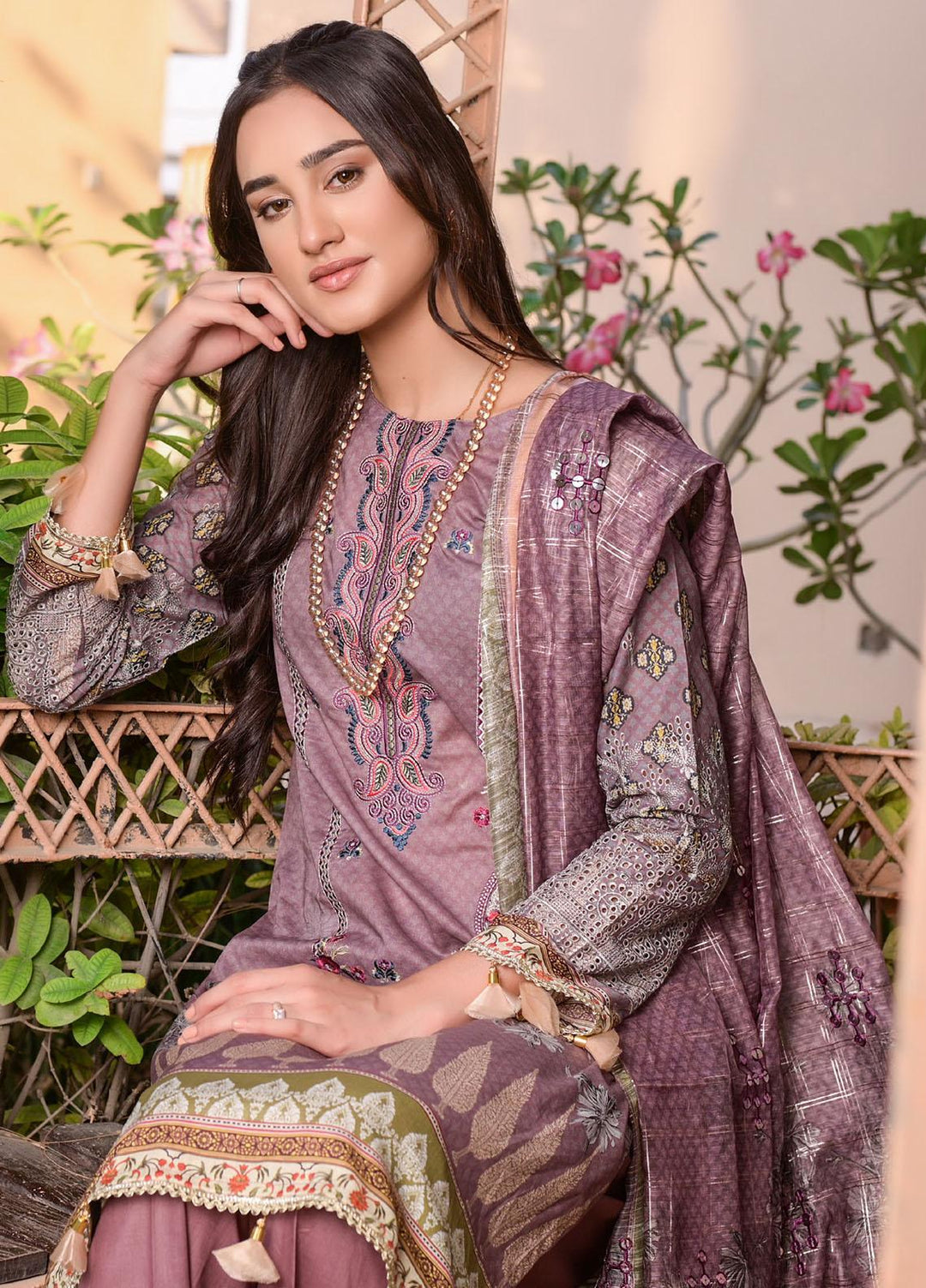 MTF Nagina Embroidered Lawn Suit Unstitched 3 Piece MTF22NE 04 - Summer Collection