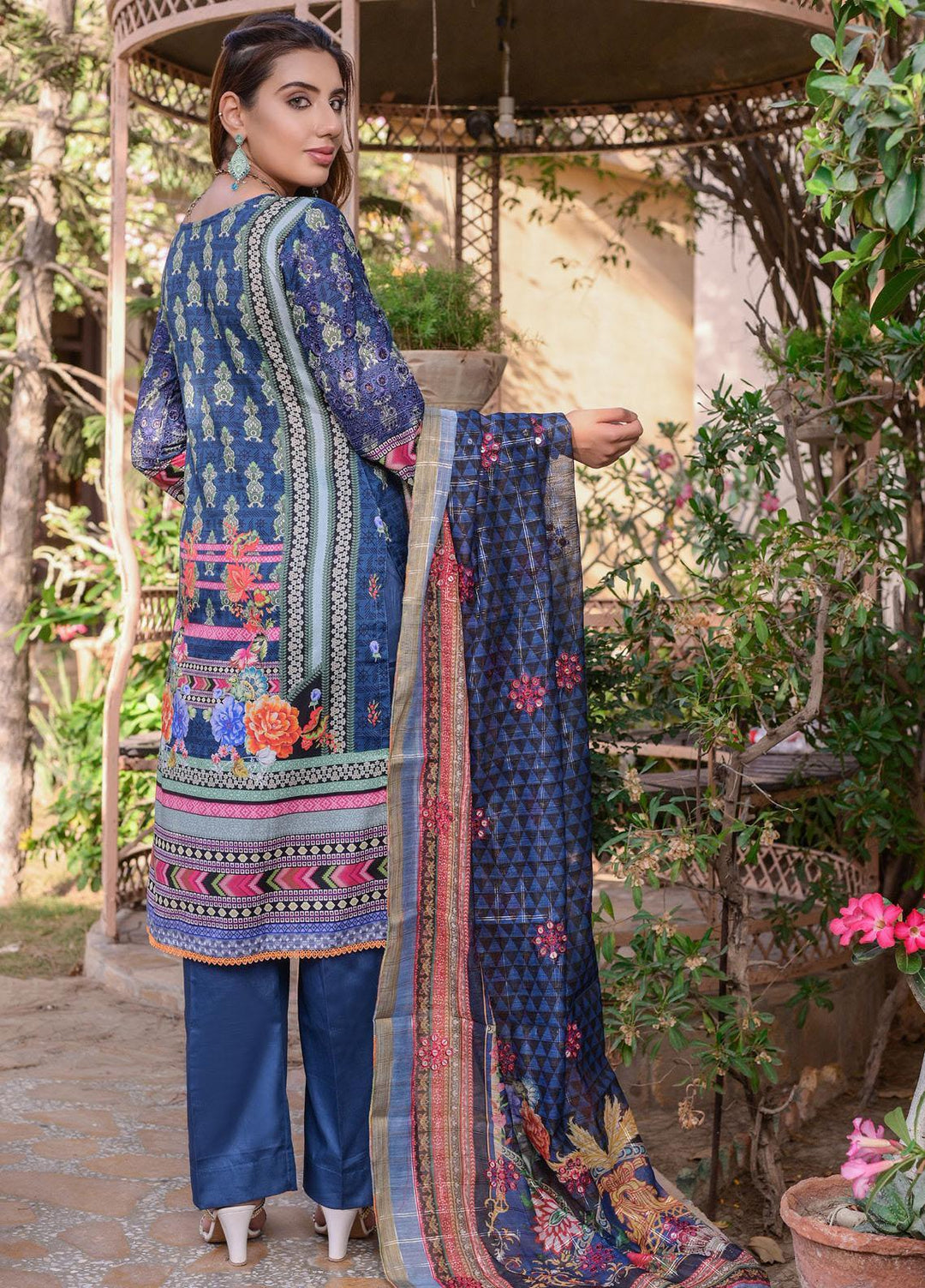 MTF Nagina Embroidered Lawn Suit Unstitched 3 Piece MTF22NE 08 - Summer Collection