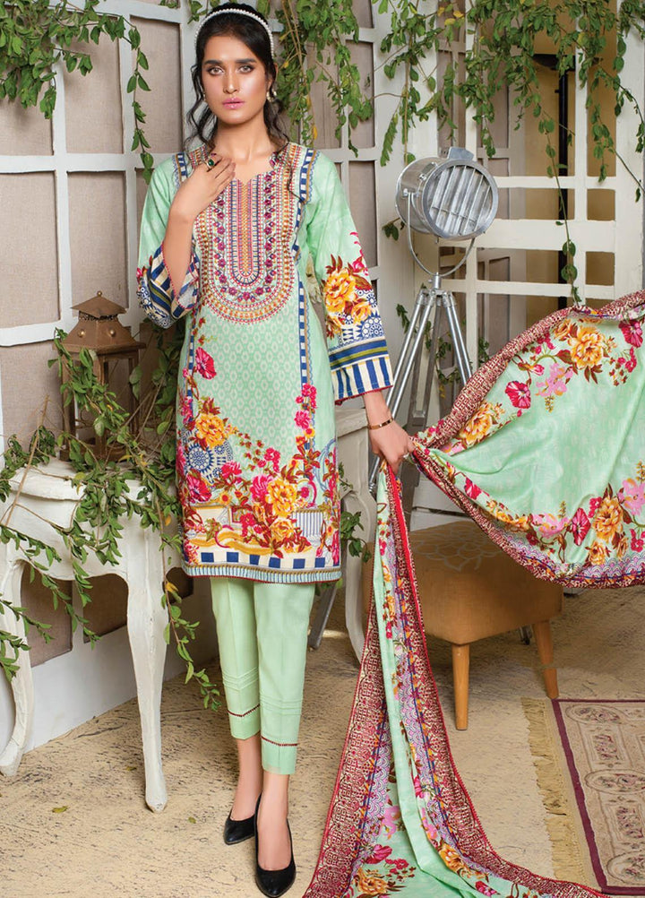 MTF Embroidered Lawn Suits Unstitched 3 Piece MTF21EL MTF-3-A - Summer Collection