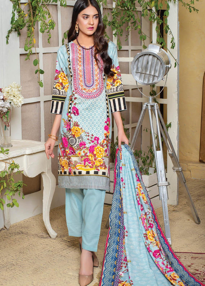 MTF Embroidered Lawn Suits Unstitched 3 Piece MTF21EL MTF-3-B - Summer Collection