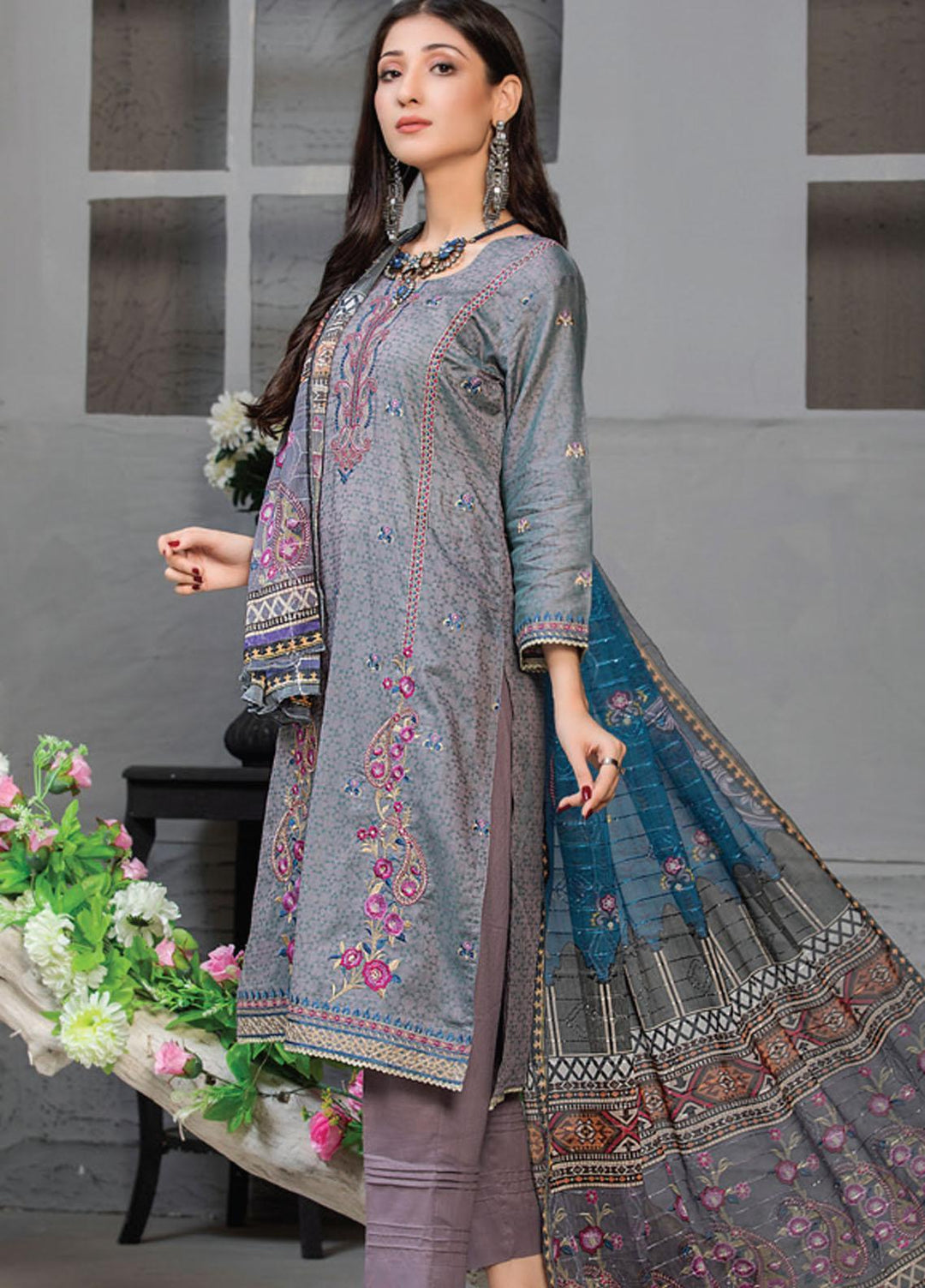 MTF Embroidered Jacquard Suits Unstitched 3 Piece MTF21TT D-01 - Summer Collection