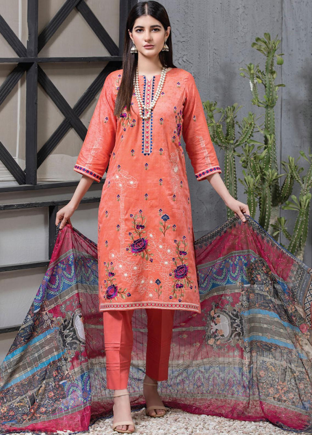 MTF Embroidered Jacquard Suits Unstitched 3 Piece MTF21TT D-08 - Summer Collection