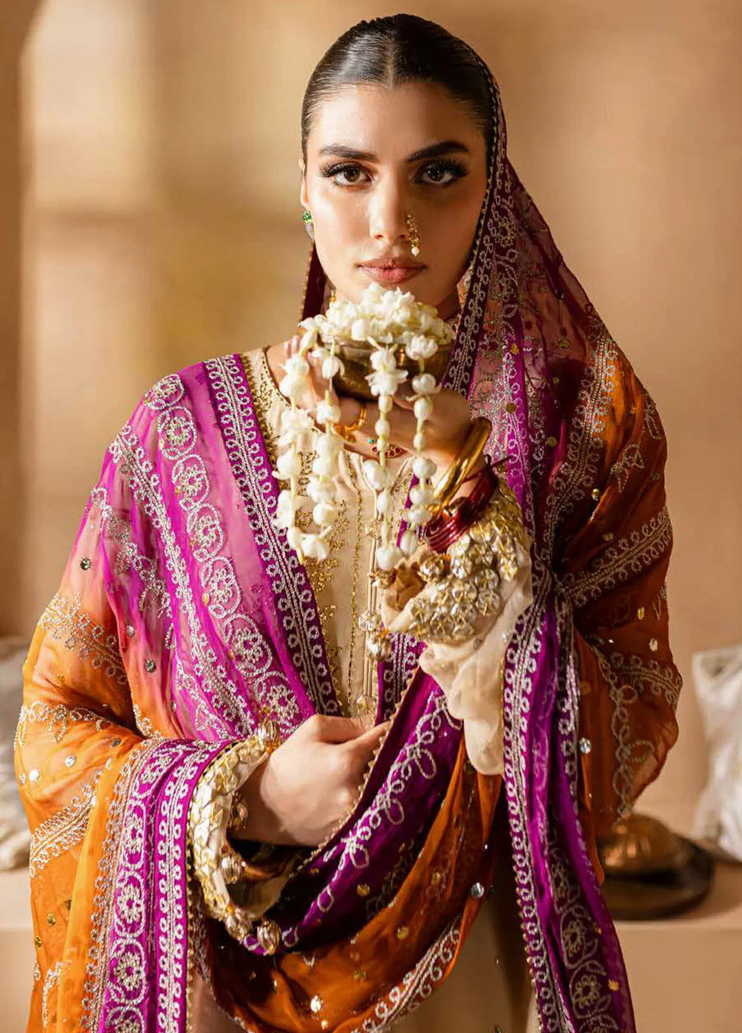 Mukeshkari By Nureh Embroidered Chiffon Suit Unstitched 4 Piece NU24MK MK-02 - Formal Collection