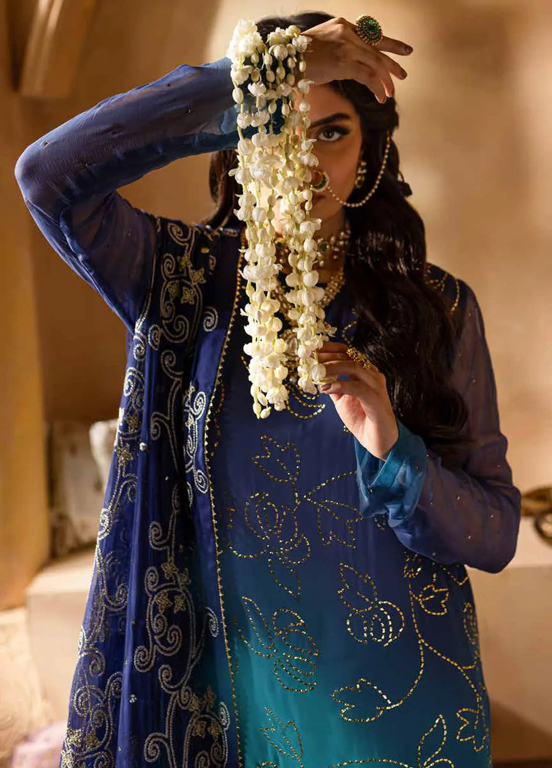 Mukeshkari By Nureh Embroidered Chiffon Suit Unstitched 4 Piece NU24MK MK-03 - Formal Collection