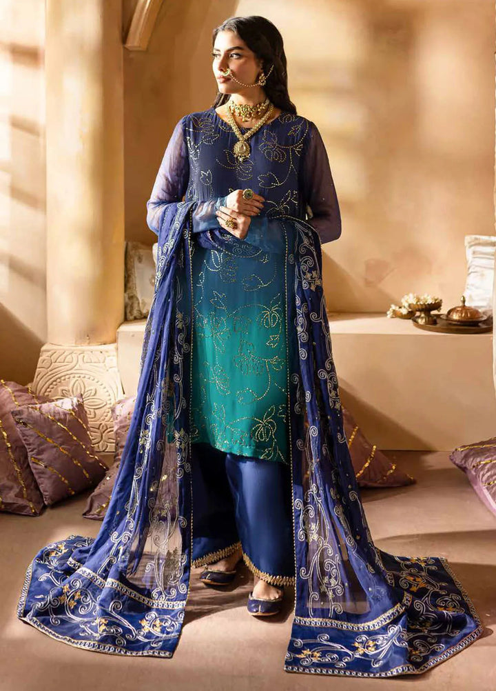 Mukeshkari By Nureh Embroidered Chiffon Suit Unstitched 4 Piece NU24MK MK-03 - Formal Collection