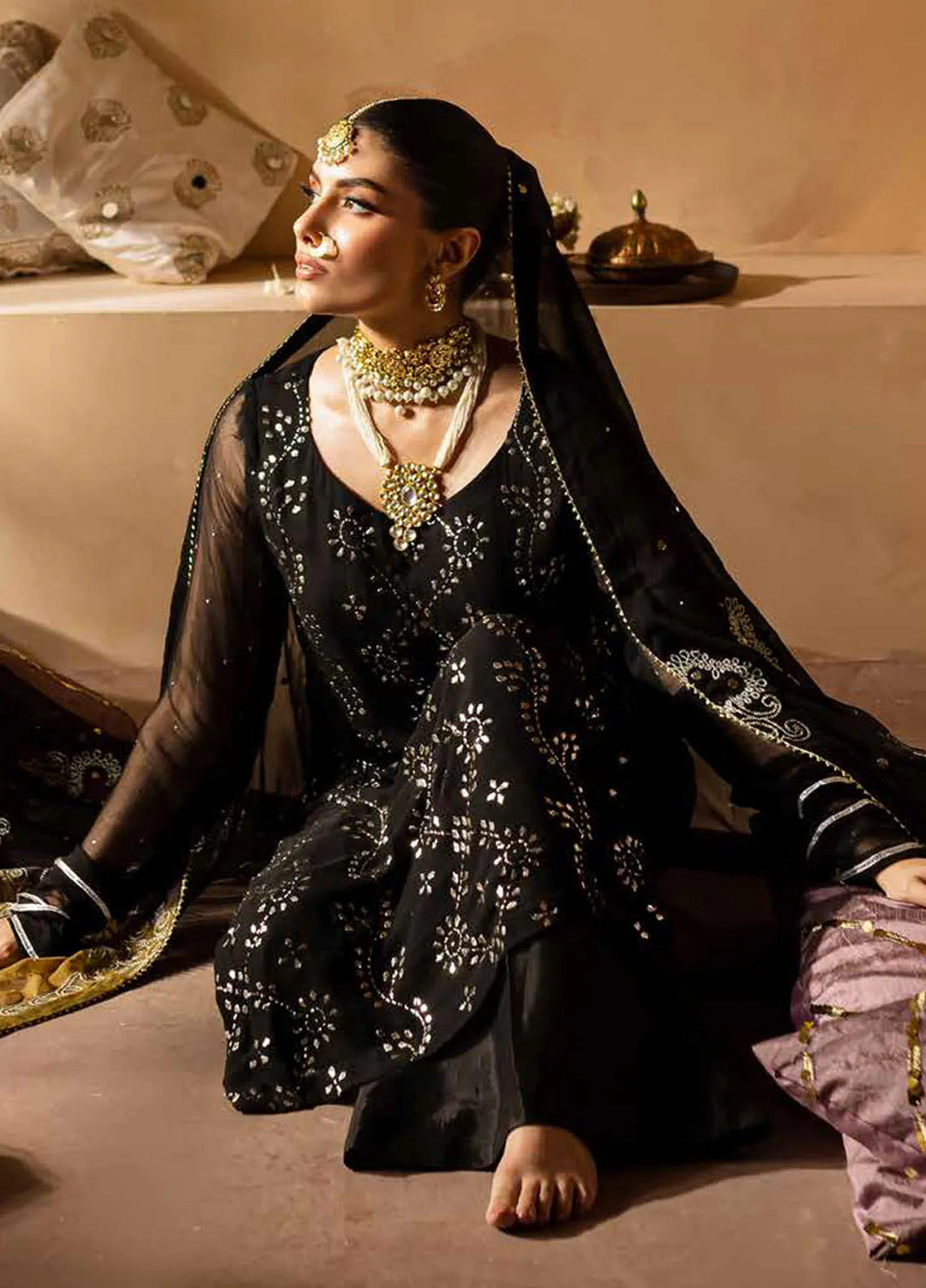 Mukeshkari By Nureh Embroidered Chiffon Suit Unstitched 4 Piece NU24MK MK-05 - Formal Collection