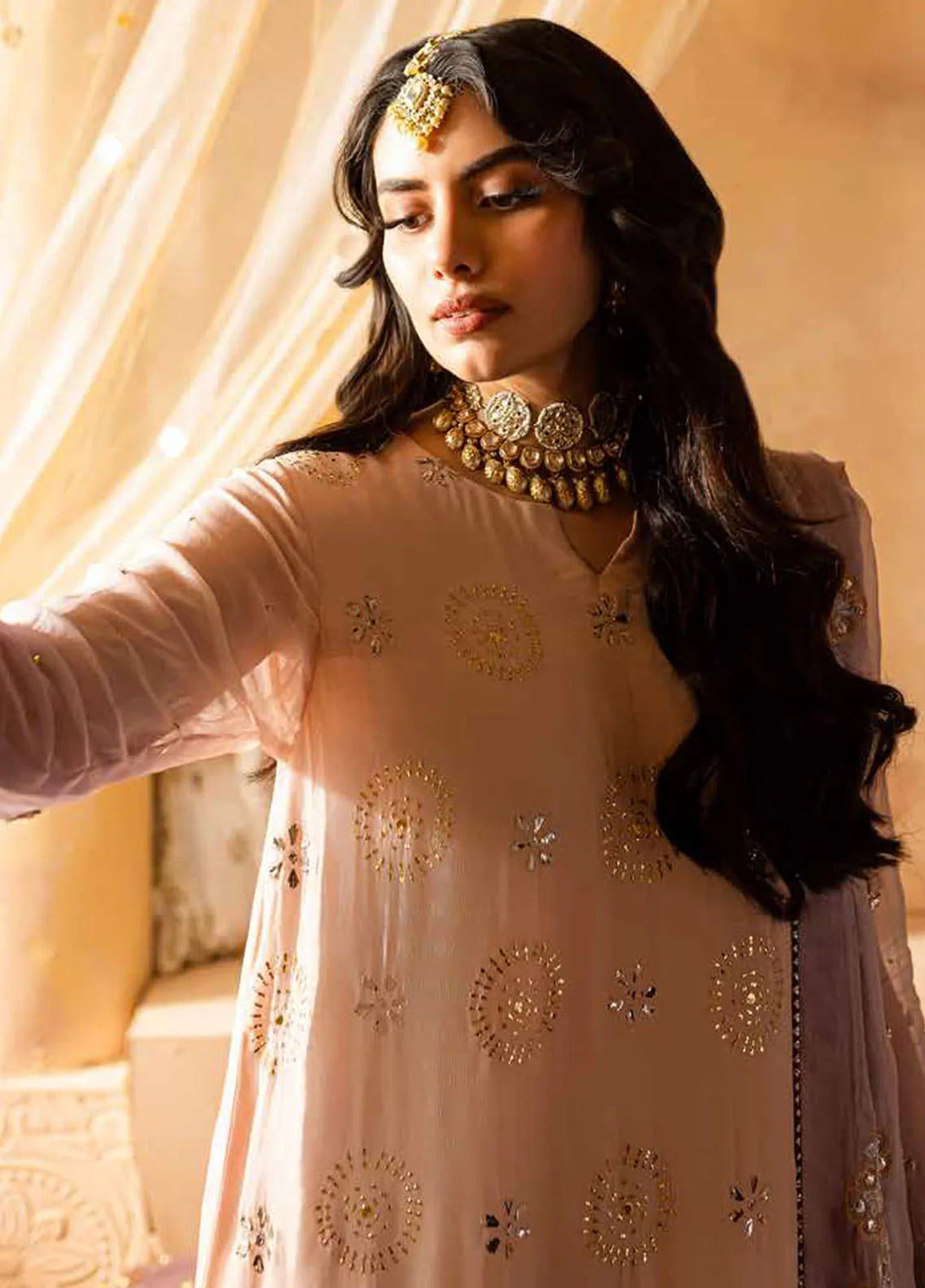 Mukeshkari By Nureh Embroidered Chiffon Suit Unstitched 4 Piece NU24MK MK-06 - Formal Collection