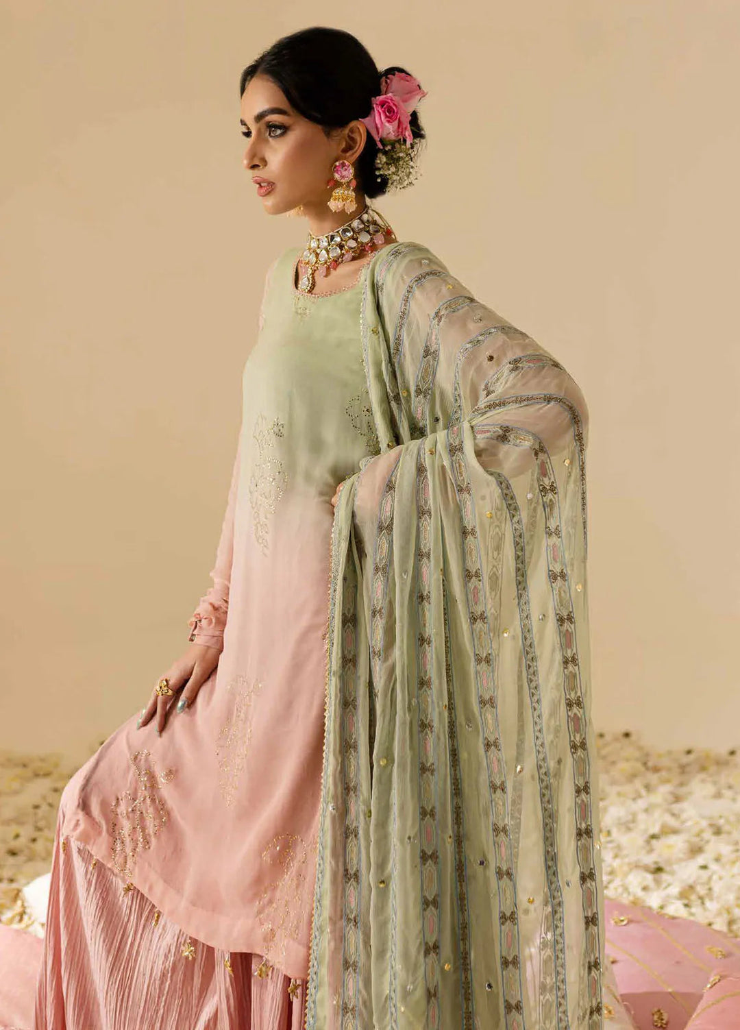 Mukeshkari by Nureh Embroidered Chiffon Suit Unstitched 4 Piece NU25MC MK-07 - Formals Collection