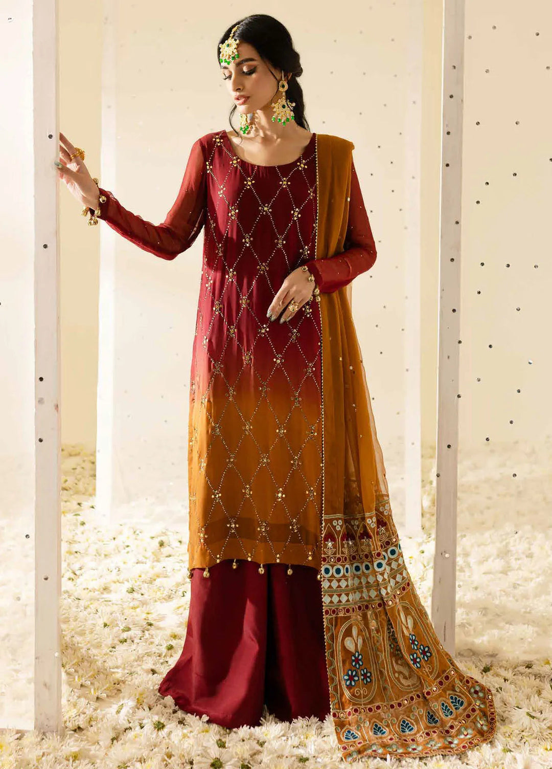 Mukeshkari by Nureh Embroidered Chiffon Suit Unstitched 4 Piece NU25MC MK-09 - Formals Collection