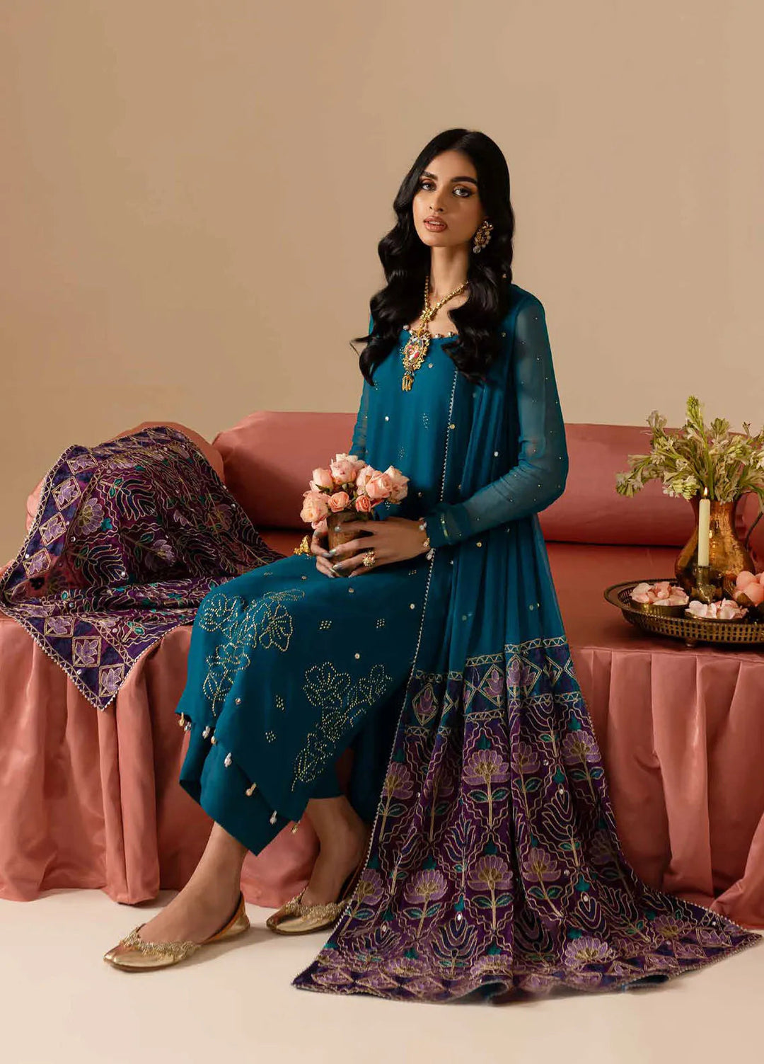 Mukeshkari by Nureh Embroidered Chiffon Suit Unstitched 4 Piece NU25MC MK-10 - Formals Collection