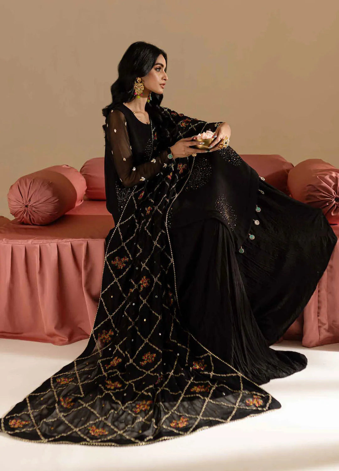 Mukeshkari by Nureh Embroidered Chiffon Suit Unstitched 4 Piece NU25MC MK-12 - Formals Collection