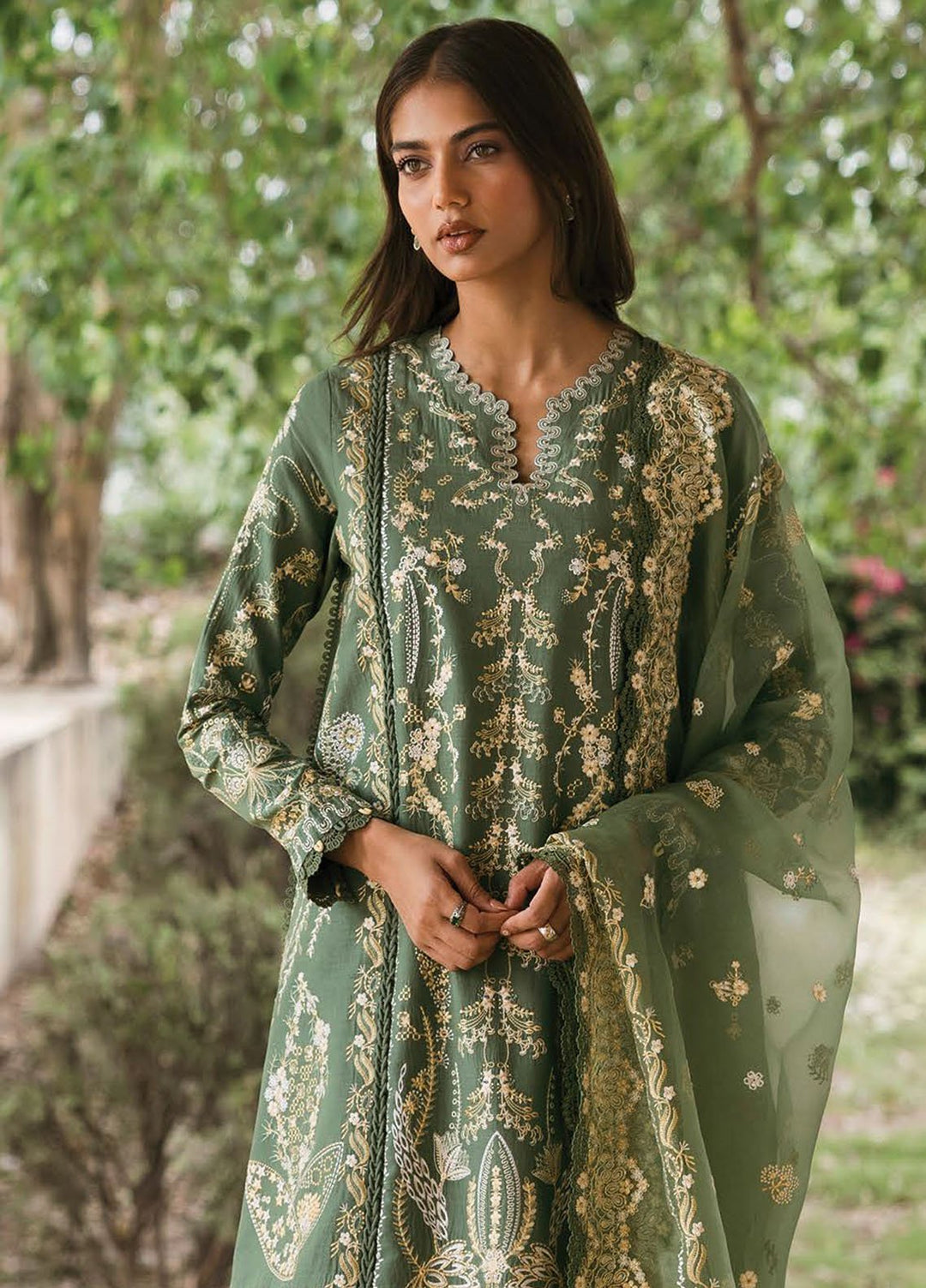 Mulaqaat by Afrozeh Embroidered Lawn Suits Unstitched 3 Piece AF25MFL D-02 Waadha - Summer Collection