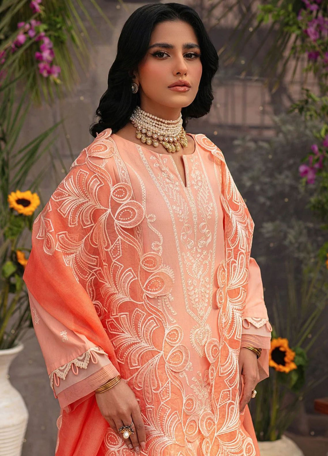 Muntazir By Mohagni Embroidered Lawn Suit Unstitched 3 Piece MG24ML CM-01 - Luxury Summer Collection