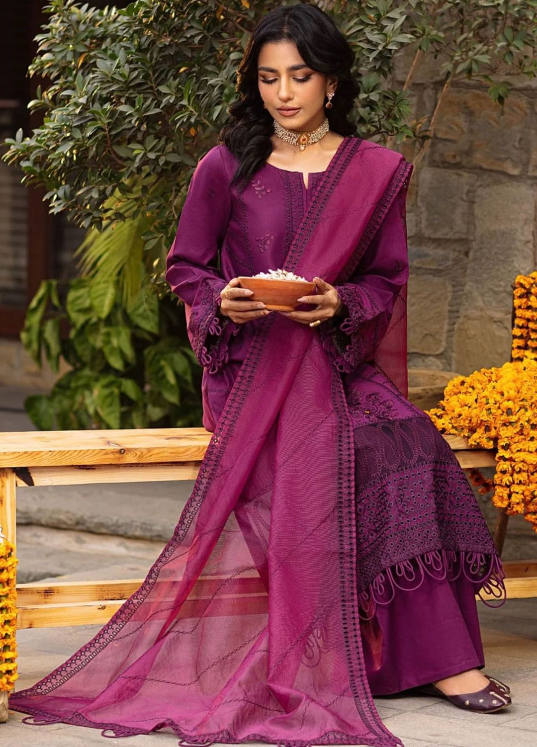 Muntazir By Mohagni Embroidered Lawn Suit Unstitched 3 Piece MG24ML CM-02 - Luxury Summer Collection