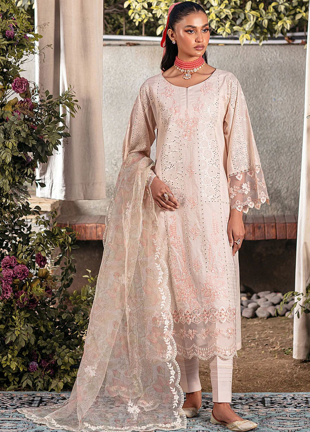 Muntazir By Mohagni Embroidered Lawn Suit Unstitched 3 Piece MG24ML CM-04 - Luxury Summer Collection