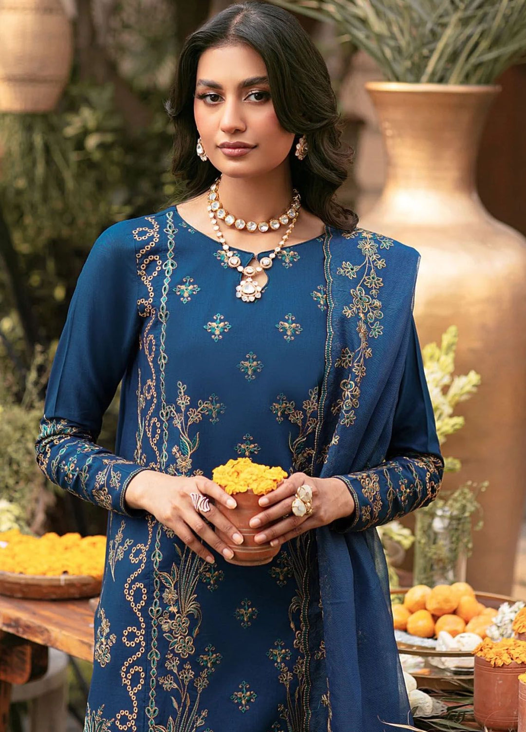 Muntazir By Mohagni Embroidered Lawn Suit Unstitched 3 Piece MG24ML CM-06 - Luxury Summer Collection