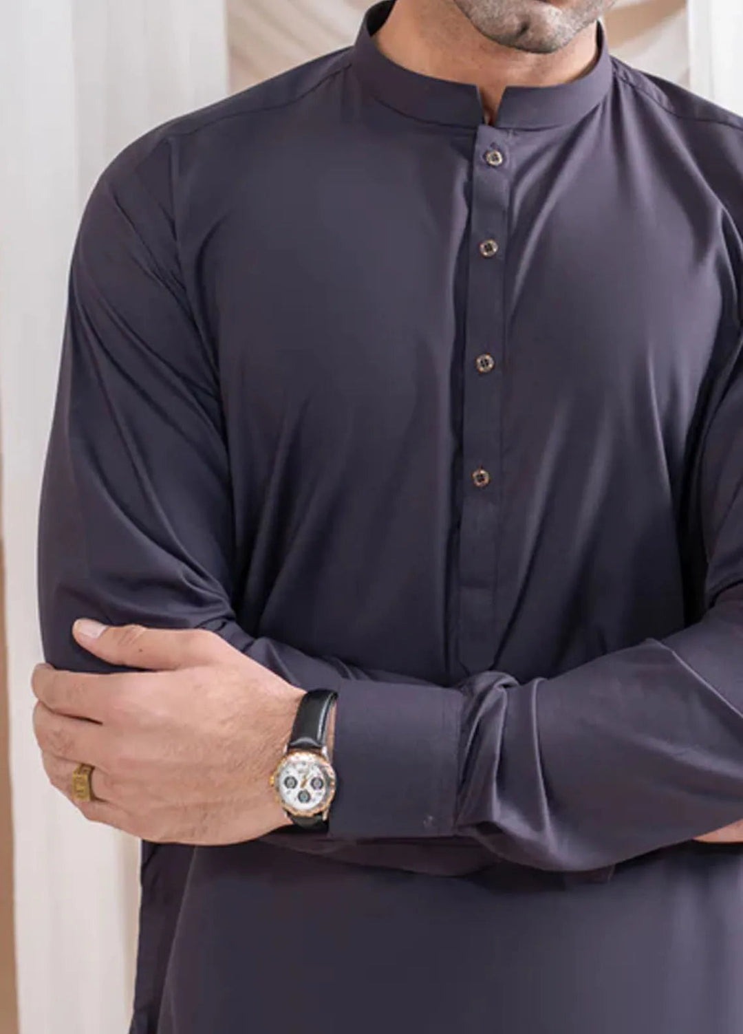 Muraqsh Blended Mens Deep Burgundy Luxury Blended Kurta Shalwar