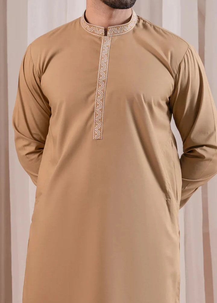 Muraqsh Blended Mens Formal Camel Kurta Shalwar