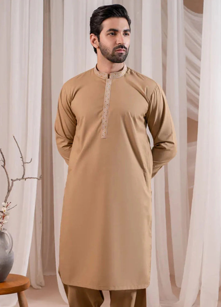 Muraqsh Blended Mens Formal Camel Kurta Shalwar
