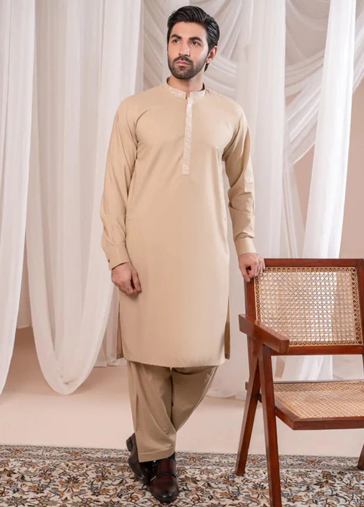 Muraqsh Blended Mens Formal Ivory Kurta Shalwar
