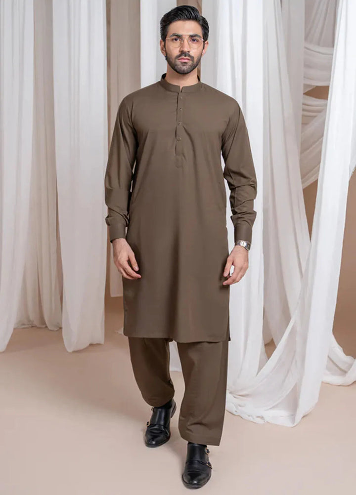 Muraqsh Blended Mens Light Brown Luxury Blended Kurta Shalwar