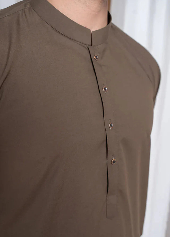 Muraqsh Blended Mens Light Brown Luxury Blended Kurta Shalwar