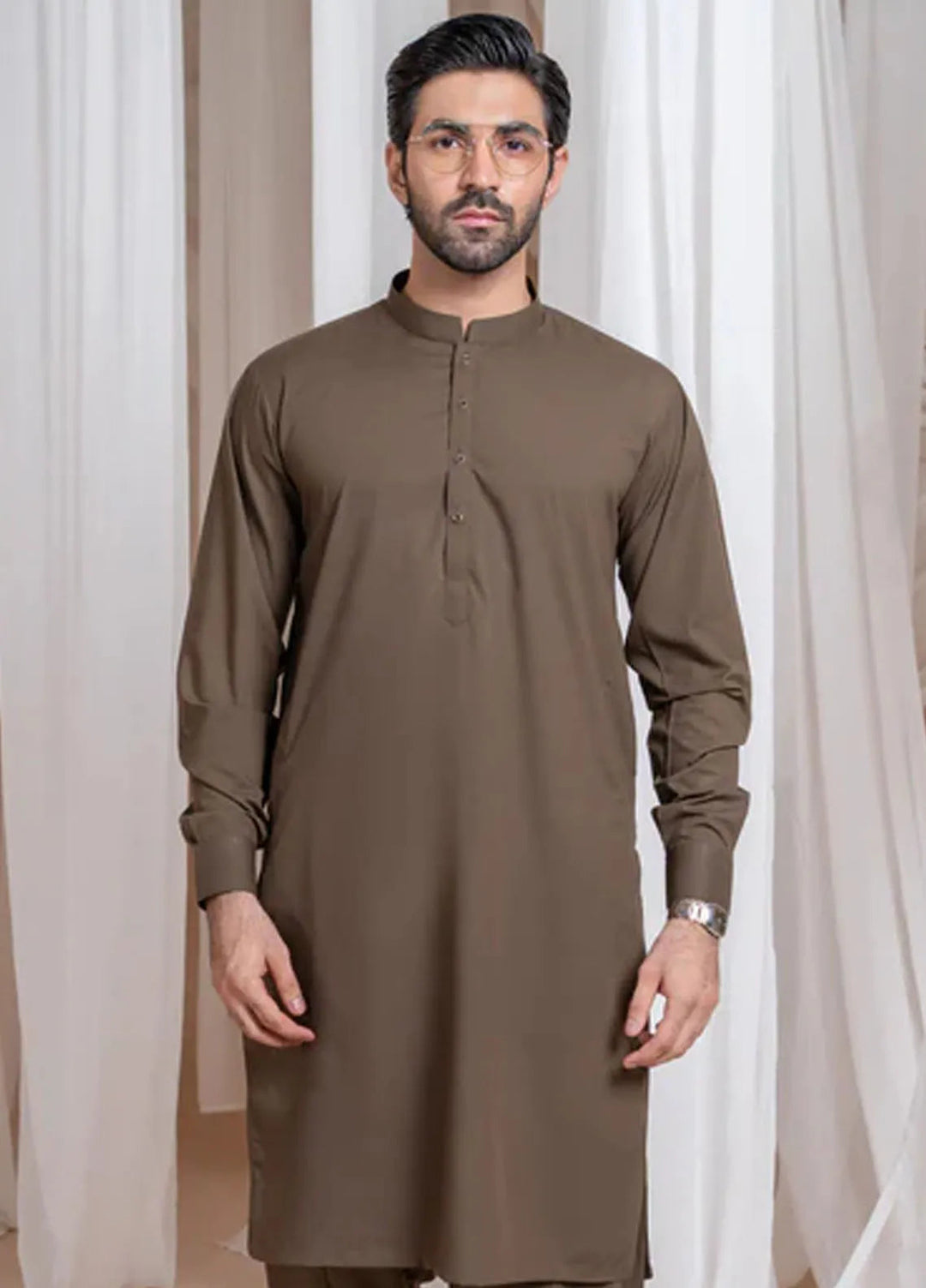 Muraqsh Blended Mens Light Brown Luxury Blended Kurta Shalwar