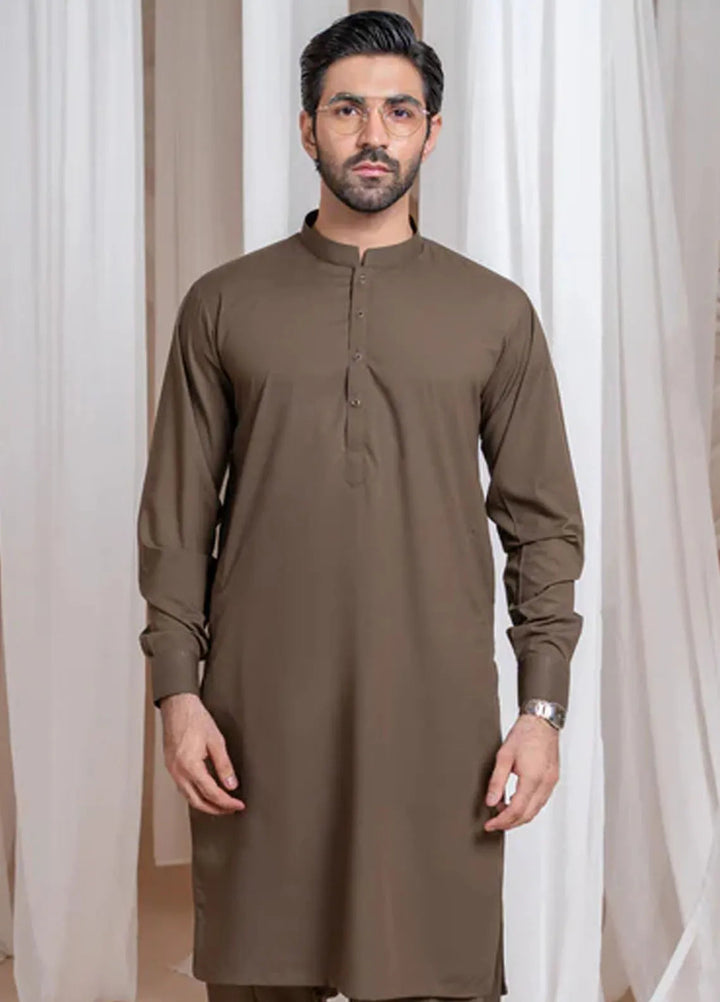 Muraqsh Blended Mens Light Brown Luxury Blended Kurta Shalwar