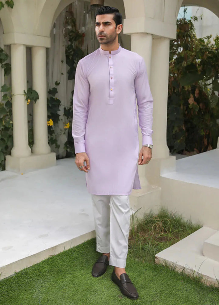 Muraqsh Blended Mens Lilac Kurta Trouser