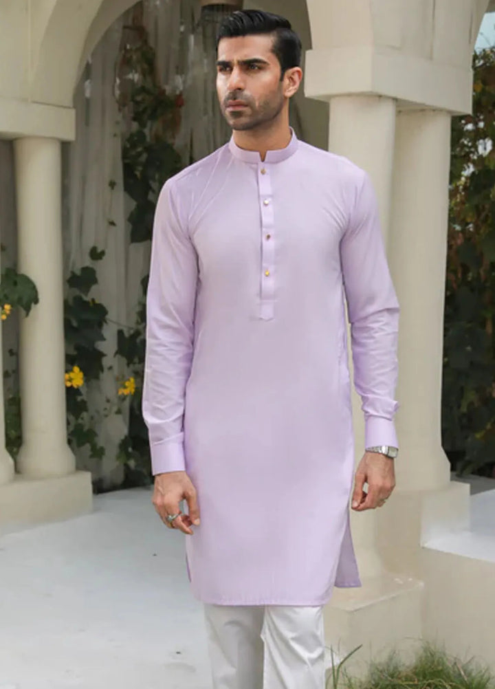 Muraqsh Blended Mens Lilac Kurta Trouser