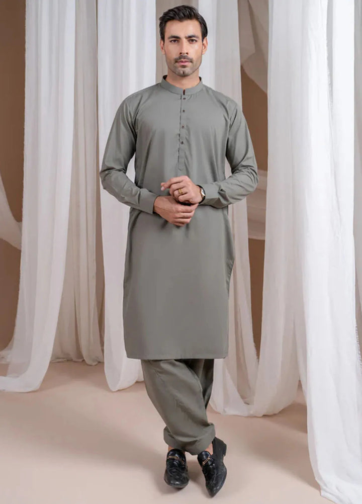 Muraqsh Blended Mens Sand Grey Luxury Blended Kurta Shalwar