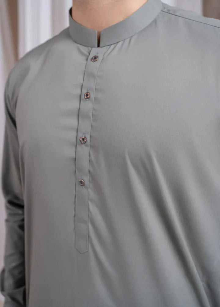 Muraqsh Blended Mens Sand Grey Luxury Blended Kurta Shalwar