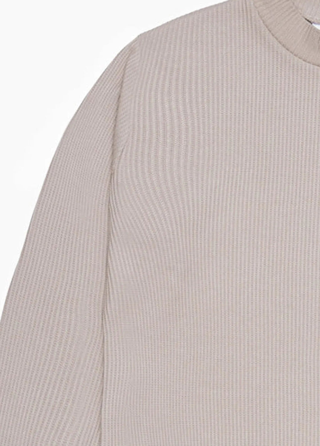 Muraqsh Mens Beige Drop Needle Mock Neck