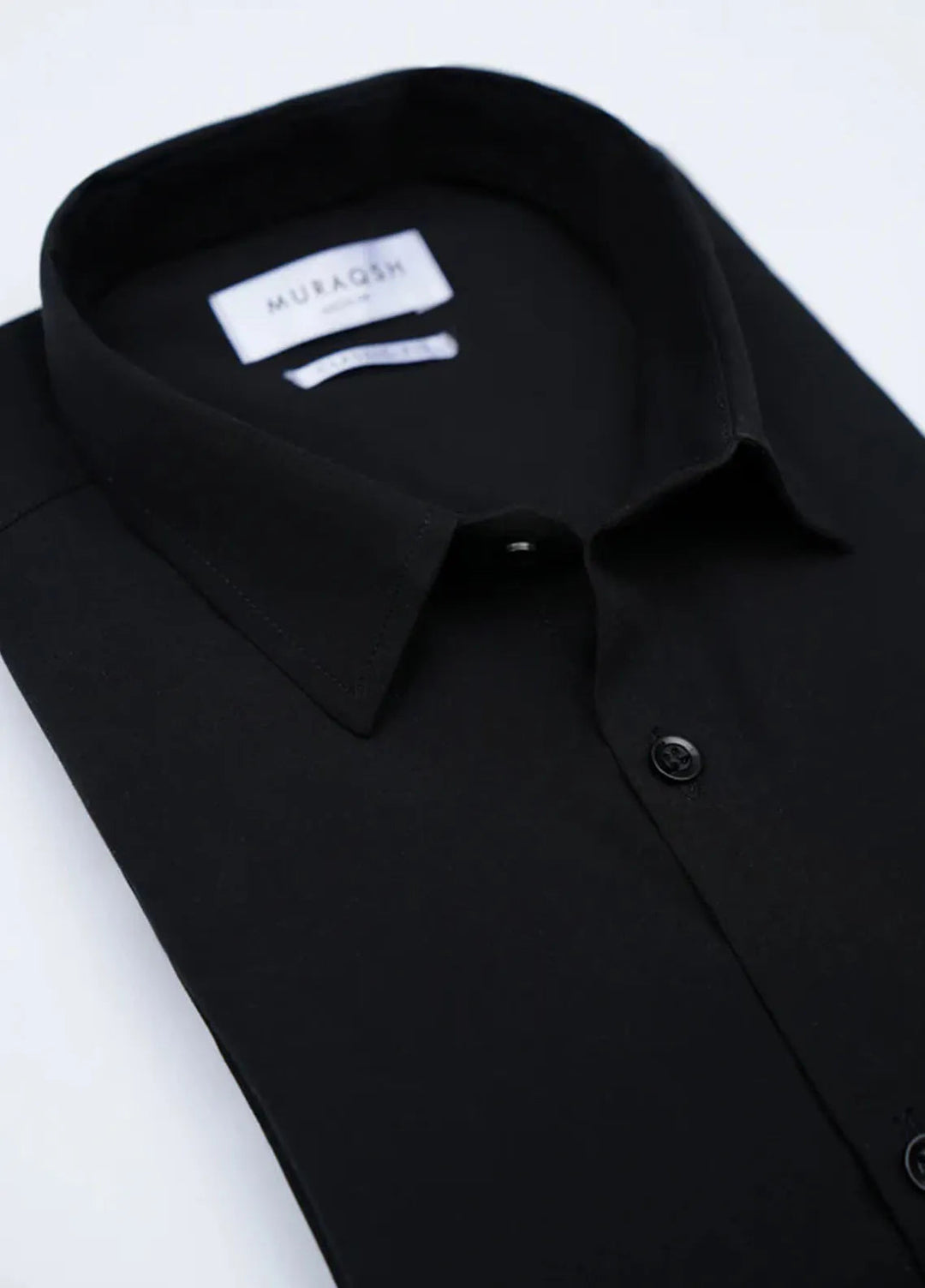 Muraqsh Mens Black Plain Formal Shirt