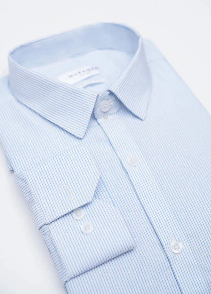 Muraqsh Mens Blue Lining Formal Shirt