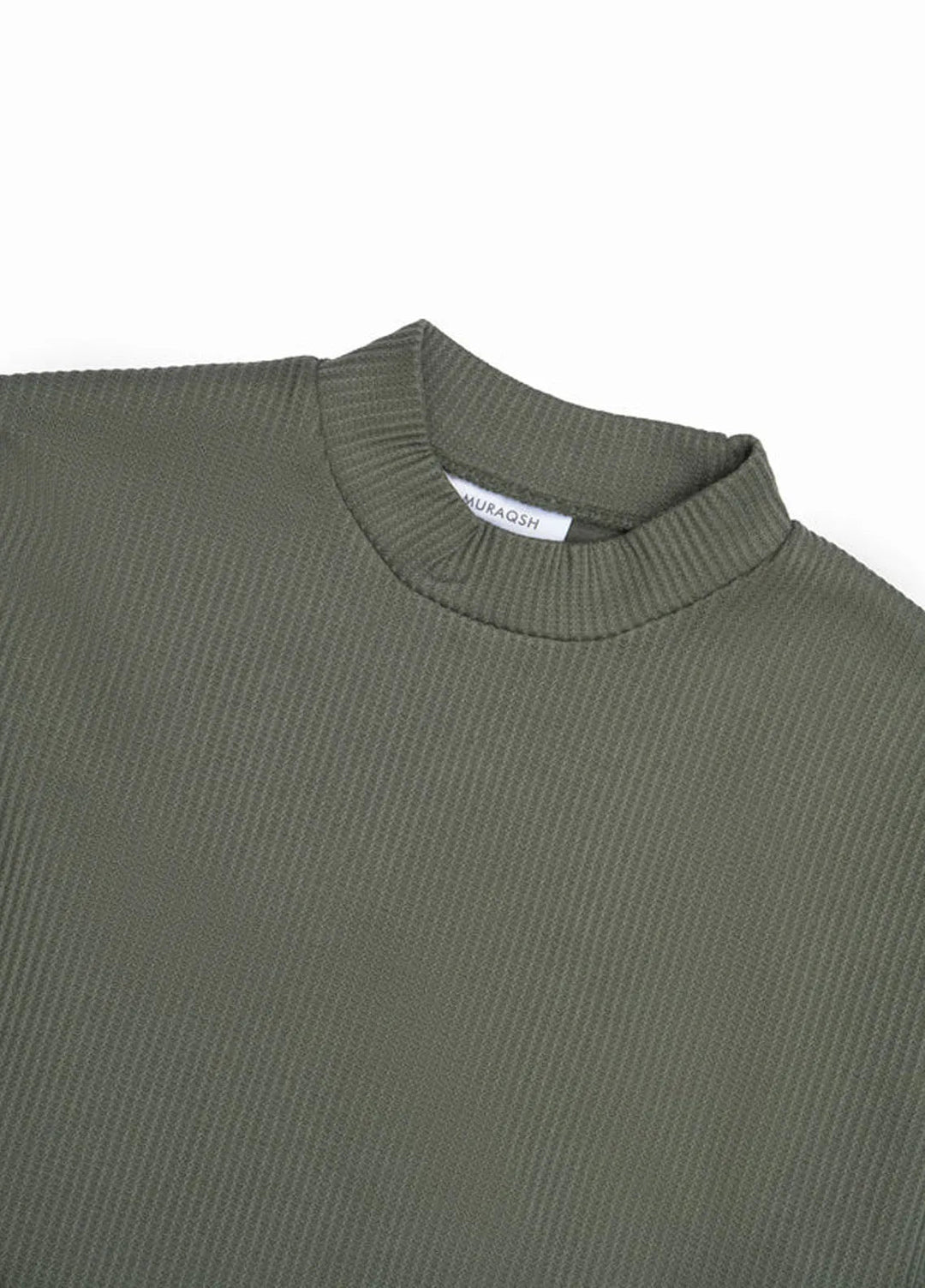 Muraqsh Mens Olive Drop Needle Mock Neck