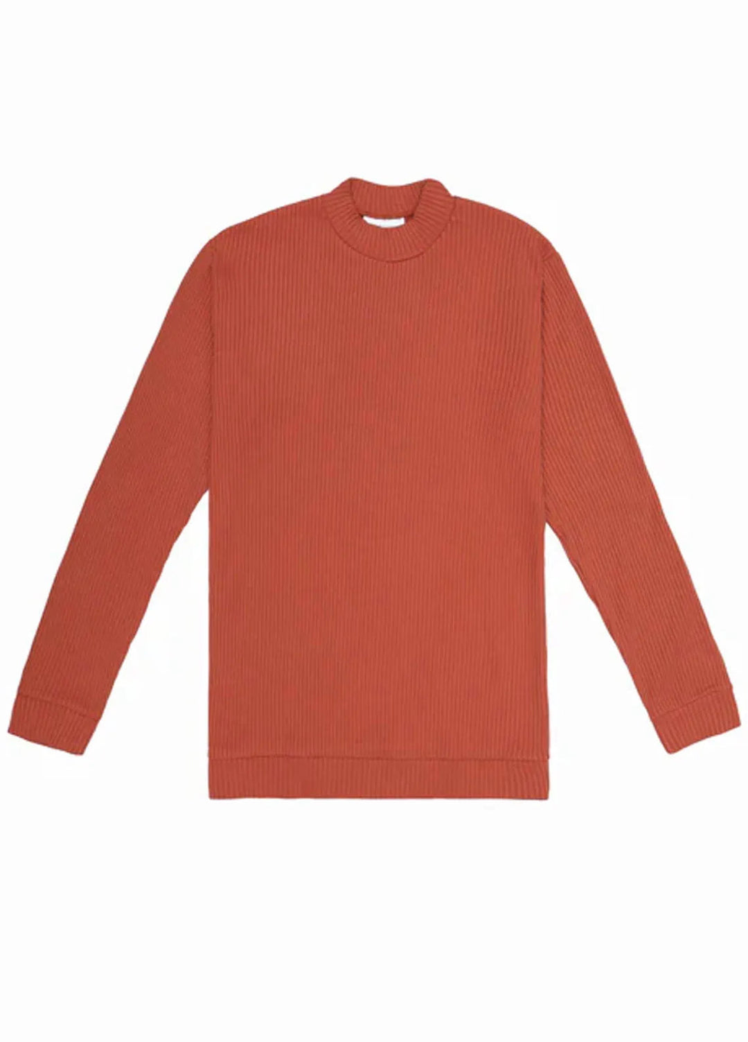 Muraqsh Mens Orange Rust Drop Needle Mock Neck