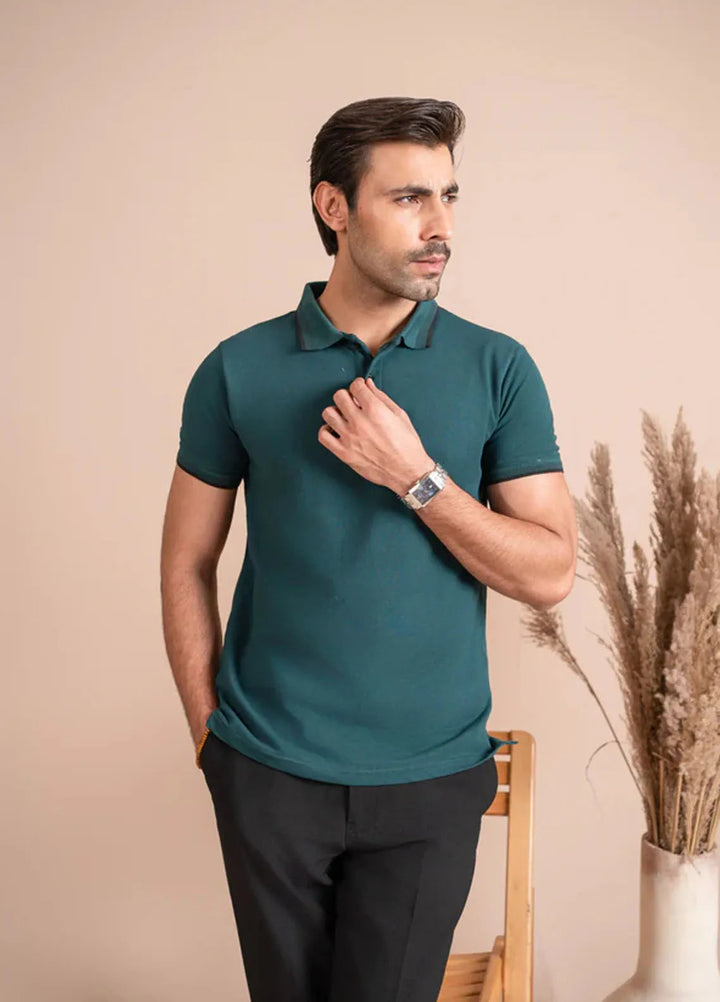 Muraqsh Mens Pine Green Basic Polo