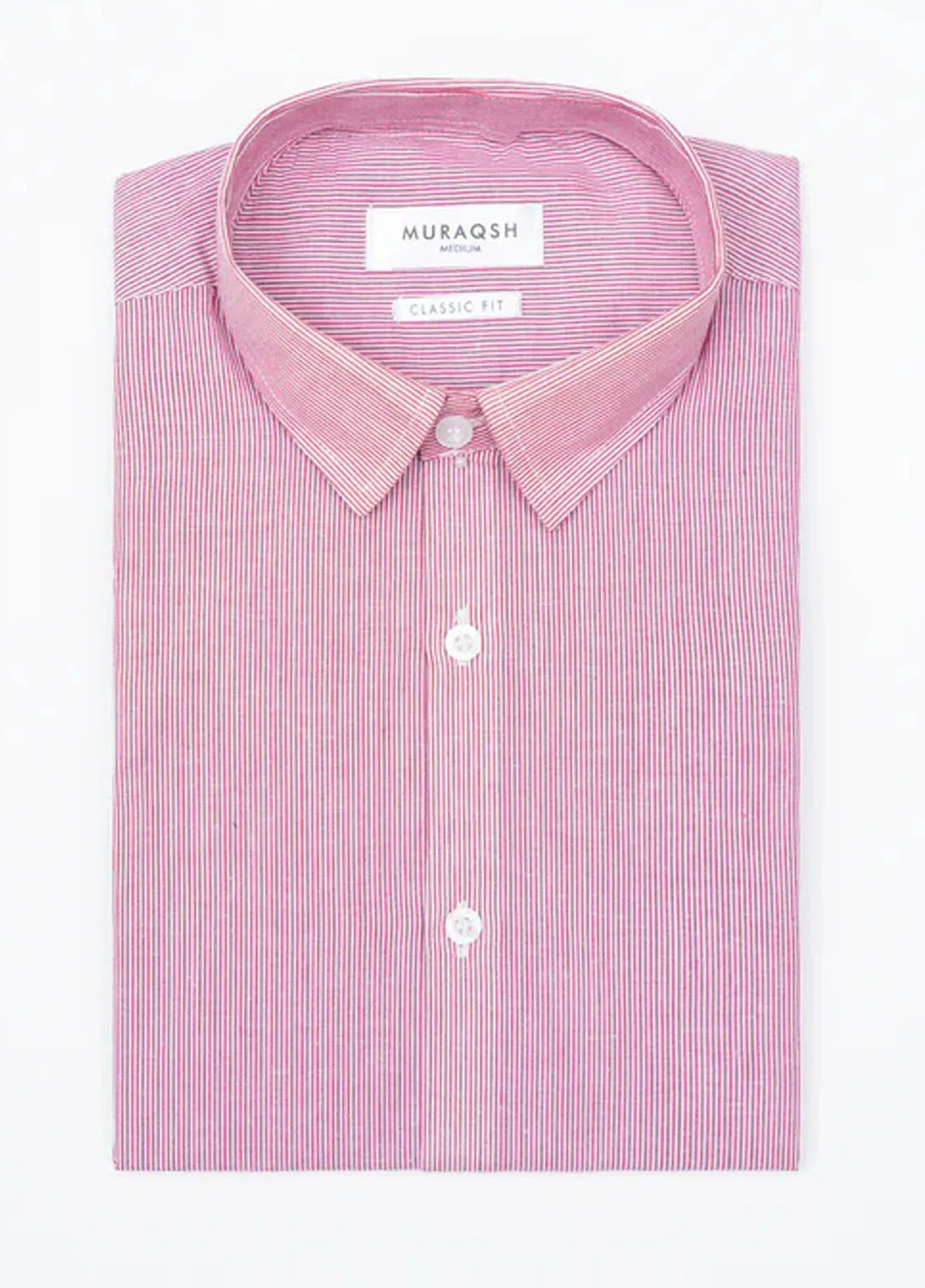 Muraqsh Mens Red Striped Formal Shirt