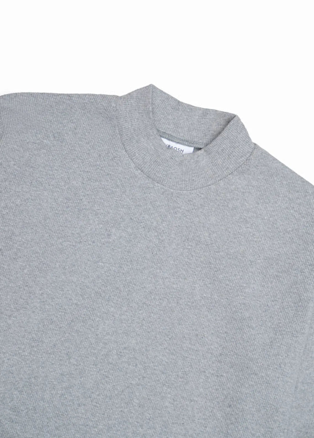 Muraqsh Mens Ribbed Grey Mock Neck